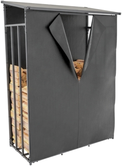 DELUKE® Kaminholzregal aussen mit Abdeckung HEOD - für Feuerholz Brennholzregal aussen Kaminholzunterstand Kaminholzständer draussen Feuerholzregal aussen, 70x130x185, Stahl, Mit Plane