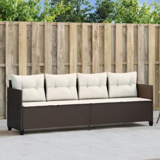 vidaXL Sonnenliege mit Kissen Braun Poly Rattan 368327