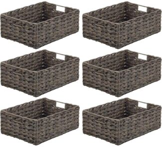 mDesign Aufbewahrungskorb Schrankkorb Organizer 6er Set geflochten Espressobraun