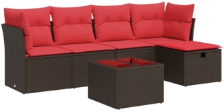 vidaXL 6-tlg. Garten-Sofagarnitur mit Kissen Braun Poly Rattan 3325280