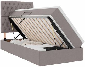 vidaXL Aufbewahrungsbett mit Matratze Taupe 90 x 200 cm Polyester 3371820