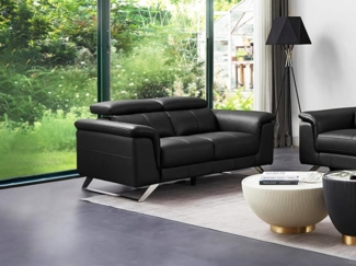 Vente-unique - Sofa 2-Sitzer - Rindsleder - Schwarz - BREYT II