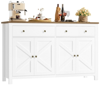 Homfa Sideboard Küchenschrank, mit 2 Schubladen 4 Türen, verstellbare Ablage, Breite 140 cm