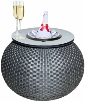 COOTAB Cooler Table MILANO Beistelltisch mit Edelstahl-Kühler - Anthrazit/Champagner