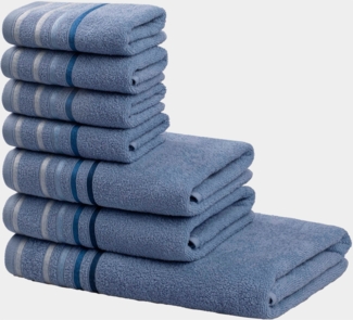 my home Handtuch Set Niki, Duschtuch, Handtücher und Gästetücher, Walkfrottee (Set, 7-St), Handtücher mit mehrfarbiger Streifenbordüre, aus 100% Baumwolle, weich