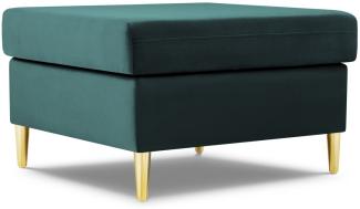 Micadoni Samtstoff Pouf Hocker Moghan | Bezug Petrol | Beinfarbe Gold Metal