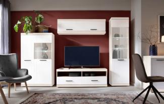 Wohnwand "Kvantum" Anbauwand 3-teilig Weiß matt MDF