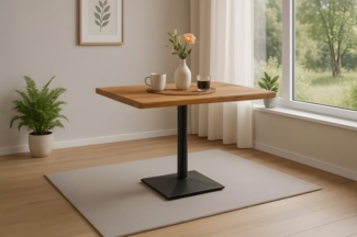 SAM® Bistrotisch Ingmar, massives Akazien- oder Mangoholz, Baumkante, Säulengestell aus Metall