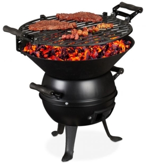 Relaxdays Grillfass, Gusseisen Schwarz, 35 cm