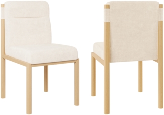 Merax Esszimmerstuhl (Set, 2 St) Eisengestell in Eichenholz-Optik , 2er Set Polsterstühle Wohnzimmerstuhl Sherpa-Stoff Beige