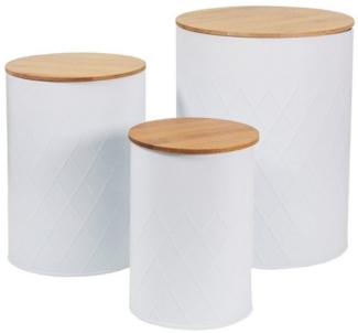 Neuetischkultur Vorratsdose Vorratsdosen 3er-Set weiß mit Holzdeckel, Eisen, (Set, 3-tlg, 3 Vorratsdosen), aus Metall 3 Größen