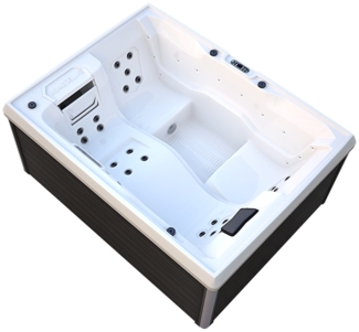 HOME DELUXE Outdoor-Whirlpool 'Stream', 211 x 156 cm, für 3 Personen, mit Treppe & Thermoabdeckung