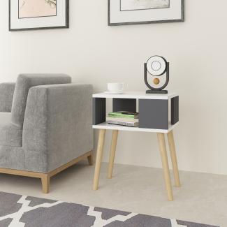 Beistellschrank Lekeberg 60 x 45 x 35 cm Weiß / Anthrazit [en. casa]