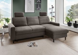 Ecksofa >Pris< Schlaffunktion, Stauraum, anthrazit - 234x88x147 (BxHxT)