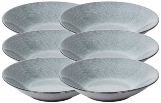 Broste Copenhagen Teller-Set NORDIC SEA Teller tief 22,5 cm Set6, Steinzeug