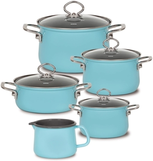 RIESS 0546-037 RIESS Emaille Spar-Set 5-tlg. Nouvelle extra stark, KRISTALLBLAU