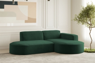 Ecksofa Designersofa PALMA XS in Stoff Noel Grün Ottomane Rechts