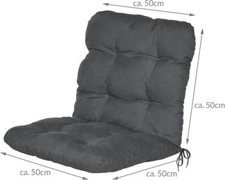 Beautissu Sitzauflage 8er Set Niedriglehner Auflagen Set Flair NL, 100x50x8cm, Graphitgrau, 8er Sitzkissen Niederlehner, Sitzpolster Gartenstuhl & Gartenmöbel