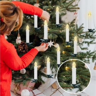 EXTSUD LED-Christbaumkerzen Weinachten LED Kerzen mit Fernbedienung 20 Stück Weihnachtskerzen, 20-flammig, Led Schwebende Kerzen, Christbaumkerzen Flammenlossen