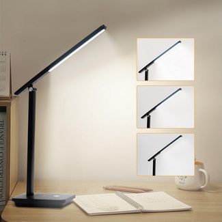 LQWELL Schreibtischlampe LED Tischlampe Abnehmbare Studienlampe, mit Touchdimmer, LED fest integriert, 3 Helligkeitsstufen, Dimmbare Tischleuchte, für Heimbüro, 0° bis 180° Drehung, 6500K