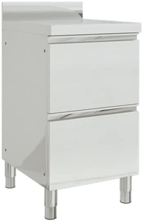 DELUKE® Edelstahl Arbeitsschrank mit Aufkantung GERI, 2x Schubladen, Edelstahl Gastro-Arbeitstisch Arbeitsfläche Gastro-Küchenschrank