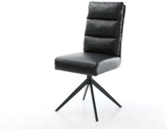 Drehstuhl Pela-Flex Echt-Leder Schwarz Kreuzgestell breit Schwarz 360° drehbar Wippfunktion Taschenfederkern