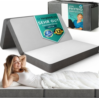 Klappmatratze Gästematratze klappbar 140 x 195 cm – 14cm dick & bequem H3, DYNMC you, 14 cm hoch, (Faltbare Matratze, platzsparend klappbar, Reisebett Erwachsene)