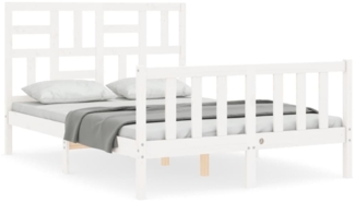 vidaXL Massivholzbett mit Kopfteil Weiß 3193052