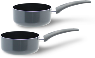 2er Set Kasserolle "Rom" PFAS-frei 16cm Alu Kochtöpfe Töpfe Topf ohne Deckel Topfset