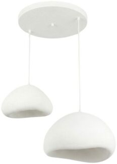 Opviq Kronleuchter Design Leuchte, Höhenverstellbar 55 und 115, Abhängig vom Leuchtmittel, Design Pendelleuchte Weiß – Fiberglas-– 1-, 2- oder 3-flammig wählbar