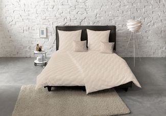 Fleuresse Havanna Damast Bettwäsche uni 155x220 Muscheln Knoten beige 454616-9050