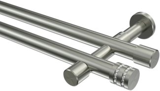 Gardinenstangen-Set Prestige Estana 120 cm, 2-läufig (ohne Ringe), 20 mm Ø Edelstahl-Optik