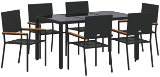 vidaXL Garten Essgruppe 7 pcs Schwarz Poly-Rattan 3365393