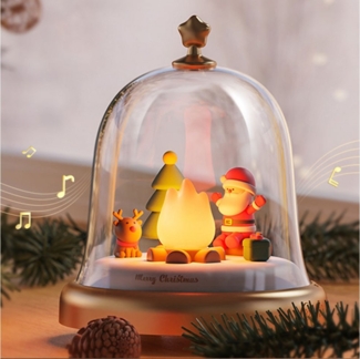 PRIISF LED Kugelleuchte Weihnachten LED Nachtlicht Spieluhr Laterne Weihnachtsdorf Beleuchtung, Dimmbar, LED Dekoobjekt Winterdorf Nachtlampe Weihnachtsdeko, Weihnachtsmann Santa Claus Nikolaus Deko Weihnachtsfigur, Weihnachte Baby Kinder Xmas LED Nach...