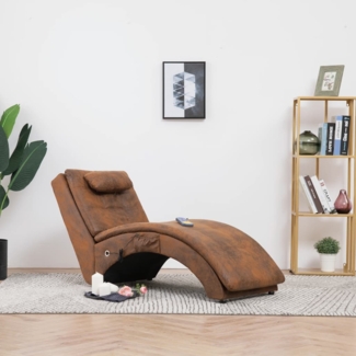 vidaXL Massage Chaiselongue mit Kissen Braun Wildleder-Optik [281349]