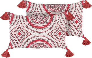 Kissen 2er Set Orientalisches Muster ANTHEMIS Baumwolle 30 x 50 cm Rot