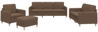 vidaXL 4-tlg. Sofagarnitur mit Kissen Braun Stoff 3202065