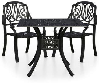 vidaXL 3-tlg. Bistro-Set Aluminiumguss Schwarz 3070578