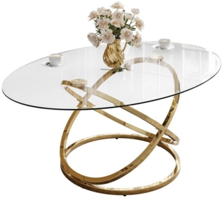 Lookway Couchtisch BELLE Sofatisch mit Glasplatte und goldener Basis (1x Couchtisch), Breite: 122 cm
