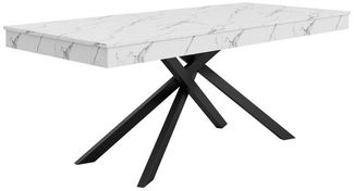 BlingBin Esstisch Ausziehbarer Esstisch, Küchentisch Geeignet für 6-8 Personen (1er Set, 1-St, Produktgröße: 140/180*80*76cm, Tragendes Gewicht: 60kg), Tisch für Esszimmer, Verdickte Tischplatte, Metallbeine, Weiß