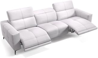 Sofanella XXL-Sofa Ledercouch MARBELLA 3-Sitzer Echtleder in Weiß S: 249 Breite x 111 Tiefe