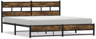 vidaXL Metallbett ohne Matratze Räuchereiche 180x200 cm 3308486