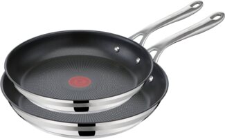 Tefal Pfannen-Set Jamie Oliver Cook Smart, Edelstahl (Set, 2-tlg, Pfannen 24/28 cm), Antihaftversiegelung, Induktion, Thermo-Signal, spülmaschinenfest