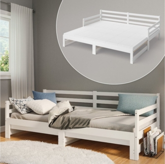 Bellamio Daybed Ayr (inkl. Lattenrost, 90x200/180x200 cm), mit Ausziehfunktion, aus Kiefer Massivholz, weiß