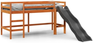 vidaXL Kinderhochbett ohne Matratze Braun 90x190 cm Massivholz Kiefer 853436