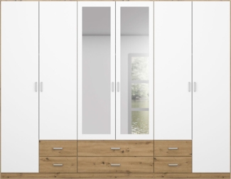 Drehtürenschrank Greta / Gamma 54J , Holzwerkstoff , Weiß, Holzfarben , 271 x 210 x 54 cm