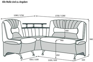Rodnik Eckbank Arabika (aus Kunstleder oder Möbelstoff, beidseitige Montage möglich), gepolstert, mit Stauraum und Ablage