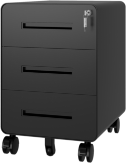 Bisley EasyRoll Rollcontainer mit 3 Schubladen, Container abschließbar aus Metall in schwarz - Rollwagen für's Büro als Schreibtisch Unterschrank, Bürocontainer od. Schreibtischcontainer, ROLL3-633