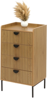 Kommode HWC-O39, Highboard Schrank, 4 Schubladen Melamin MDF 95 x 50 x 42 cm ~ natur