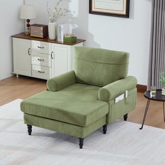 LVHOM XXL Relaxsessel mit Seitentaschen, Großer Chaiselongue-Sessel aus Chenille, Haustierfreundlich, Ergonomische Polsterung für Wohnzimmer, Büro, Wintergarten